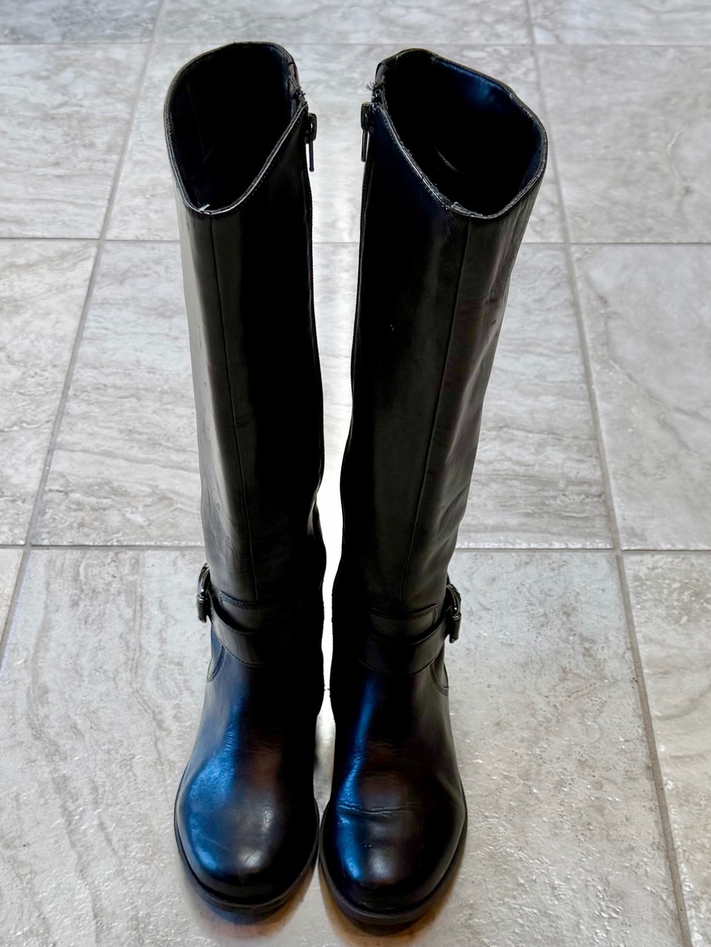 me too Black Riding Boots with Side Buckle